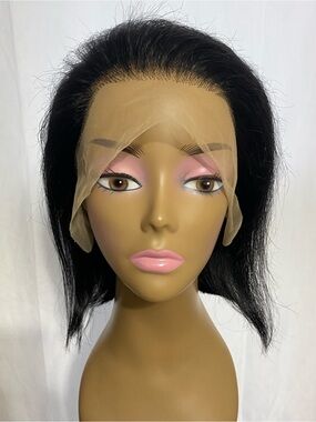 10” Glueless Lace Front Bob Wig 13x4 Pre Plucked Human Hair Black Medium Cap